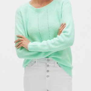 BANANA REPUBLIC RIBBED POINTELLE BOAT-NECK SWEATER - LARGE